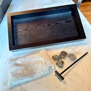 Miniature Zen Garden with Sand, Rake and Pebbles.